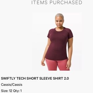 EUC Lululemon Swiftly Tech Short Sleeve 2.0 - Cassis Size 12